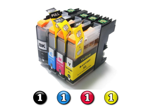 Compatible Brother LC137XL/LC135XL Ink Cartridges 4 Pack Combo (1BK/1C/1M/1Y)